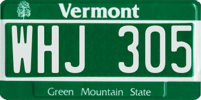 VT license plate WHJ305