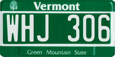 VT license plate WHJ306