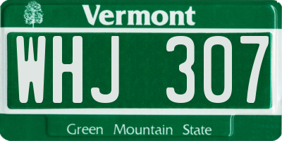 VT license plate WHJ307