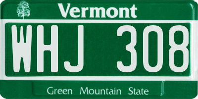 VT license plate WHJ308