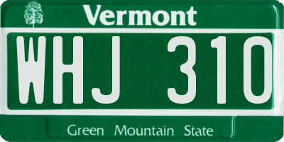 VT license plate WHJ310