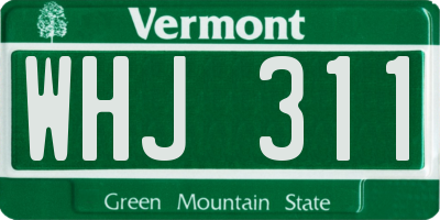 VT license plate WHJ311