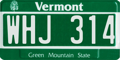 VT license plate WHJ314