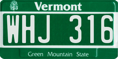 VT license plate WHJ316