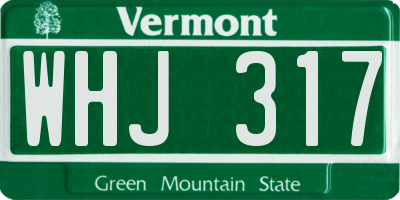 VT license plate WHJ317