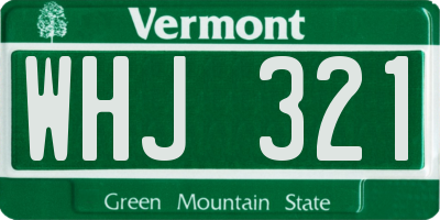 VT license plate WHJ321