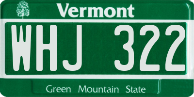 VT license plate WHJ322