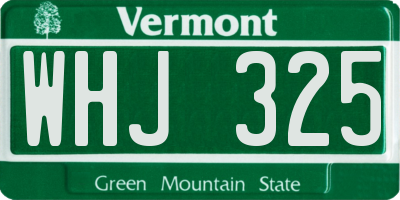 VT license plate WHJ325