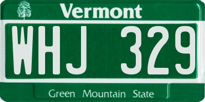 VT license plate WHJ329