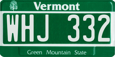 VT license plate WHJ332