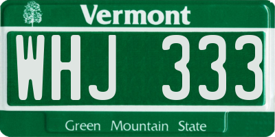 VT license plate WHJ333