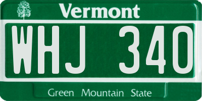 VT license plate WHJ340
