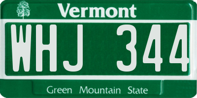 VT license plate WHJ344