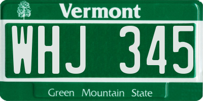 VT license plate WHJ345