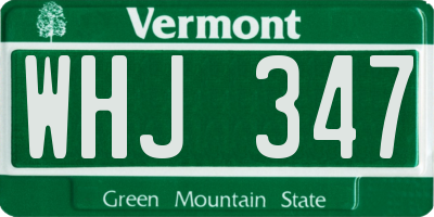 VT license plate WHJ347