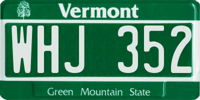 VT license plate WHJ352
