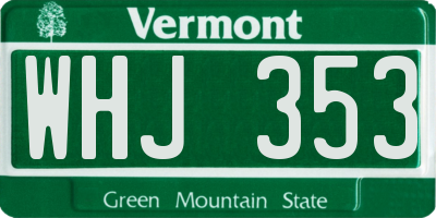 VT license plate WHJ353