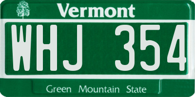 VT license plate WHJ354