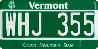 VT license plate WHJ355