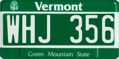 VT license plate WHJ356