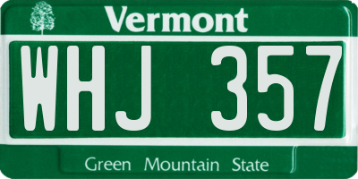 VT license plate WHJ357