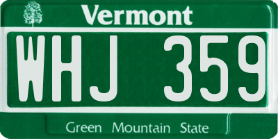 VT license plate WHJ359