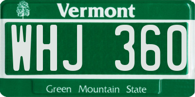 VT license plate WHJ360