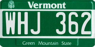 VT license plate WHJ362