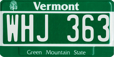 VT license plate WHJ363