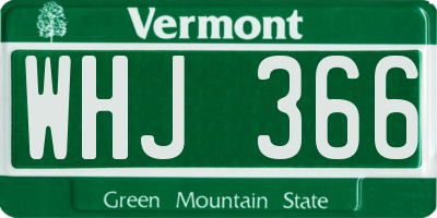 VT license plate WHJ366