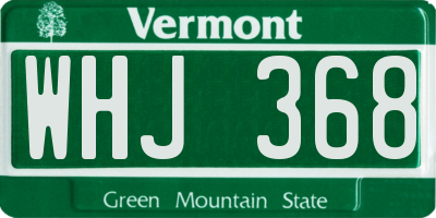 VT license plate WHJ368