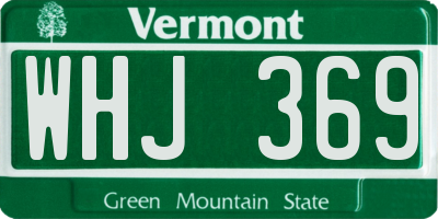 VT license plate WHJ369