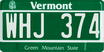 VT license plate WHJ374