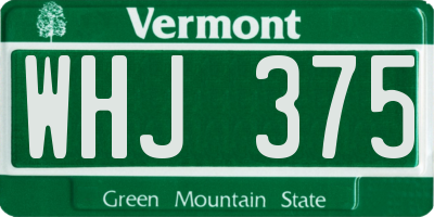 VT license plate WHJ375