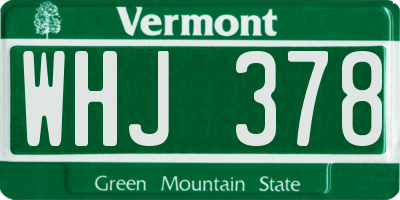 VT license plate WHJ378