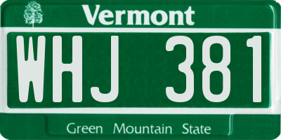 VT license plate WHJ381