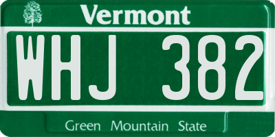 VT license plate WHJ382