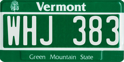 VT license plate WHJ383