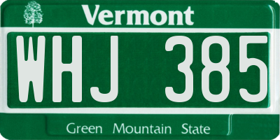 VT license plate WHJ385