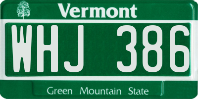 VT license plate WHJ386