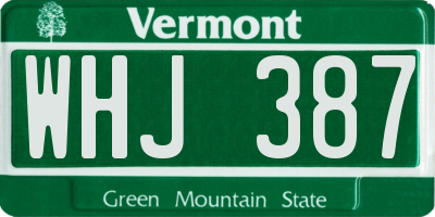 VT license plate WHJ387