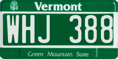 VT license plate WHJ388