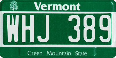 VT license plate WHJ389