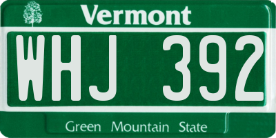 VT license plate WHJ392