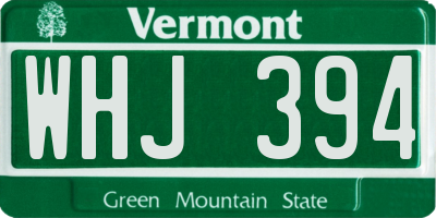 VT license plate WHJ394