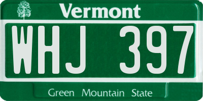 VT license plate WHJ397