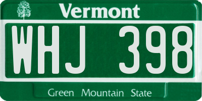 VT license plate WHJ398