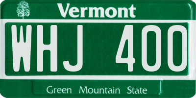 VT license plate WHJ400