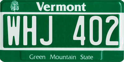 VT license plate WHJ402