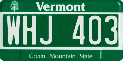 VT license plate WHJ403